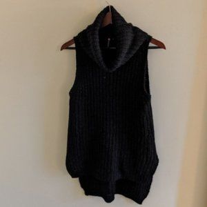 Poof! Sleeveless Cowl Neck Black Sweater